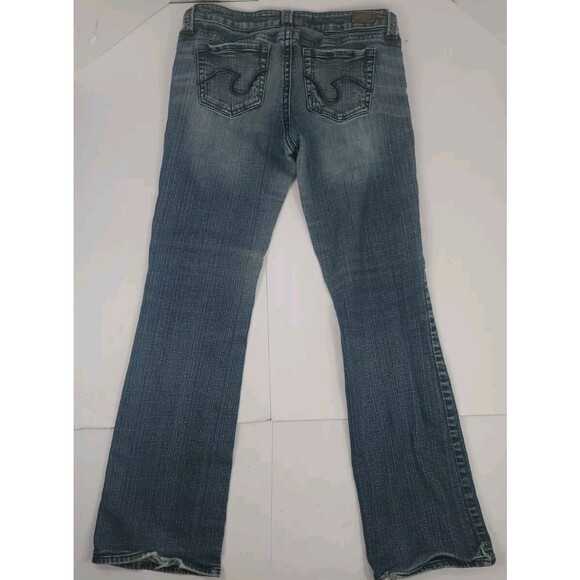 Refuge Jeans Skinny Boot Flare Distressed Blue Low Embroidered 29x30 Size 9R Y2K - Picture 2 of 10